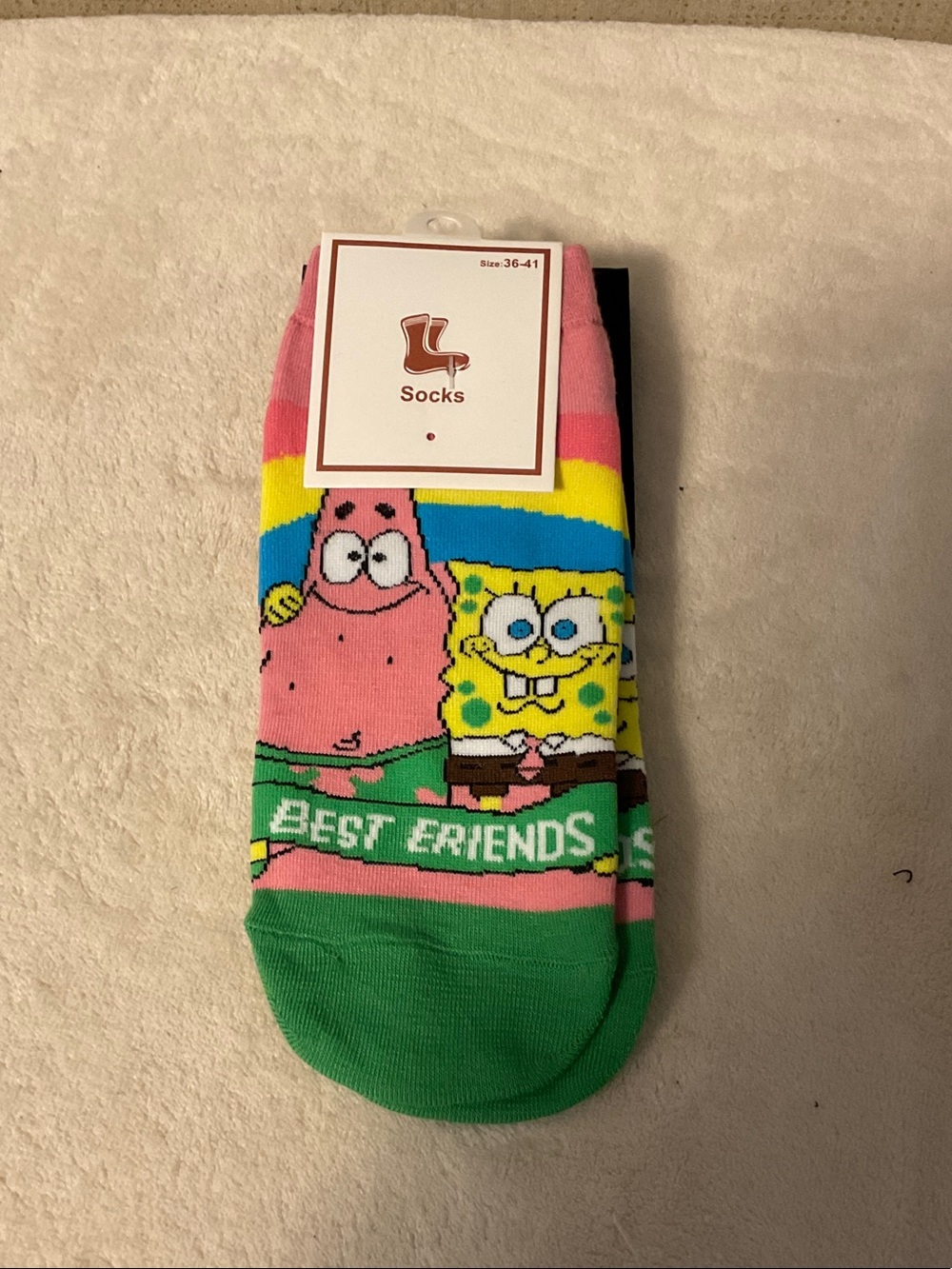 SpongeBob & Patrick Best Friends Crew Socks - Pink, Green, Yellow